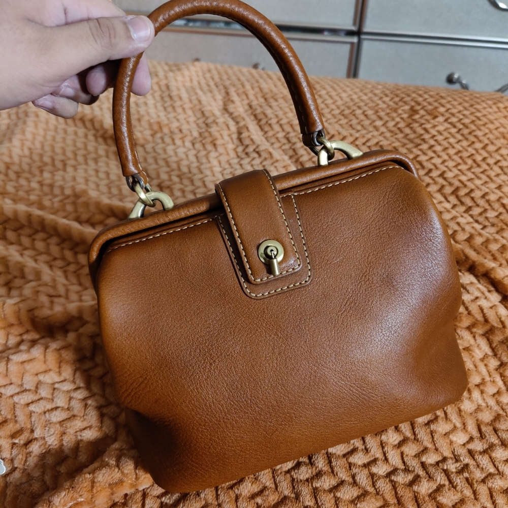 Tsuchiya Kaban Tone Oilnume Small Brown Leather Satchel Bag with Strap
